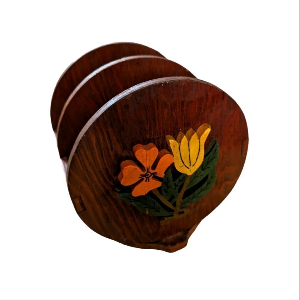 Vintage‎ handmade wooden organizer with floral details